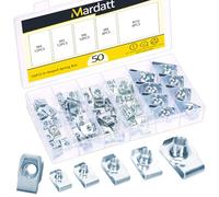 Mardatt 50Pcs M4 M5 M6 M8 M10 Auto Car U-Clip, Automotive U Nut Clips U-Style Clip-On Nuts U Fastener Clips U Clip Nuts for Engine Fender Bumper Dash Door Panel Interior, Carbon Steel Zinc-Plated