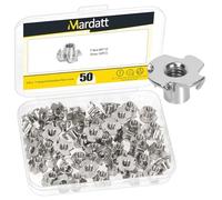 Mardatt 50PCS M6 x 10mm Silver Nickel-Plated Carbon Steel T Nuts Kit, Heavy Duty 4 Pronged T Nuts for Wood, Rock Climbing Holds, Cabinetry, Furniture