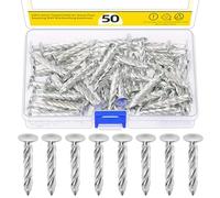 Mardatt 50Pcs Silver 6.5 x 45mm Fence Deck Nails, Spiral Shank Deck Nail, Galvanized Solid Cement Nail Thread Twist Nails for House Floor Repairing Wall Woodworking