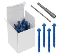 Mardatt 52Pcs 1/4" x 2-1/4" Concrete Screws, Slotted Hex Washer Head Concrete Screws Anchor with Drill Bit and Hex Bit Socket, Self Tapping Masonry for Anchoring to Masonry Block Brick Stucco