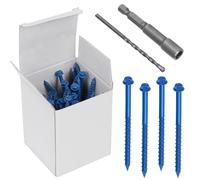 Mardatt 52Pcs 1/4" x 3-1/4" Concrete Screws, Slotted Hex Washer Head Concrete Screws Anchor with Drill Bit and Hex Bit Socket, Self Tapping Masonry for Anchoring to Masonry Block Brick Stucco
