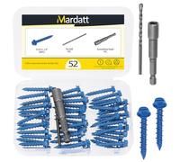 Mardatt 52Pcs 3/16" x 1-1/4" Concrete Screws, Slotted Hex Washer Head Concrete Screws Anchor with Drill Bit and Hex Bit Socket, Self Tapping Masonry for Anchoring to Masonry Block Brick Stucco