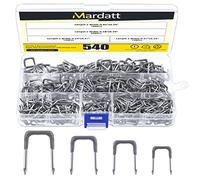 Mardatt 540 Pcs Insulated U Staple Nail Assortment Set with Storage Case, 0.56", 0.44“, 0.41", 0.36" Metal Cable Staple for Fixing Electrical Wire