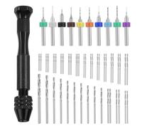Mardatt 57Pcs Hand Drill Bits Set With Pin Vise, 46pcs Micro Twist Drilling Bits 0.5-3mm and 10pcs PCB Drill 0.1-1mm for Resin, Polymer Clay, Craft, DIY Jewelry