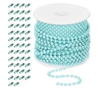 Mardatt 5m/16.4Ft Light Blue Beaded Ball Chain with 50Pcs Connectors, Width 2.4mm Small Bulk Bead Chains with Bead Chain Connector for Tag Key Rings DIY Crafts Making
