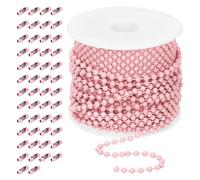 Mardatt 5m/16.4Ft Pink Beaded Ball Chain with 50Pcs Connectors, Width 2.4mm Small Bulk Bead Chains with Bead Chain Connector for Tag Key Rings DIY Crafts Making
