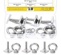 Mardatt 6-Pack M6 T Track Bolt and Lifting Eye Nuts Kit, Included Square T Track Bolt Adapter Slot Nuts, Threaded Nut Fastener Ring Shaped Eye Bolts, Washers for Woodworking and Fixtures