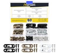 Mardatt 60 Set 16 x 45mm Keyhole Hangers Kit, Black/Bronze/Silver Mirror Picture Frame Hanger, Single Keyhole Hanging Plate with Screws for Wall Mounting Coat Rack Picture Frame Wooden Board