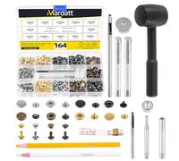 Mardatt 60 Sets Leather Snap Fasteners Kit with Installation Tools, 5 Color 15 mm Metal Snap Buttons Press Studs, Hammer, Setting Tools, Grease Pencils, Measuring Tape for DIY Leather