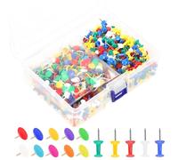 Mardatt 600PCS Colorful Vinyl-Coated Thumbtacks Push Pins Tacks, Plastic Head Flat Thumb Tacks and Colored Map Push Pins Kit Hanging Tack for Home School Office Personal Use Daily DIY