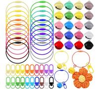 Mardatt 60Pcs Colorful Wire Key Chain Cable, Metal Round Bells and Metal Lobster Claw Clasps Kit, Stainless Steel Screw Lock Key Ring Cable Loops Connectors for Key Chains Luggage ID Tags