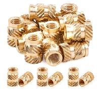Mardatt 60Pcs M6x10x7 Brass Threaded Inserts for Plastic Brass Inserts 3D Printing Knurled Nut Brass Embedment Nut Heat Set Insert for 3D Printing Plastic