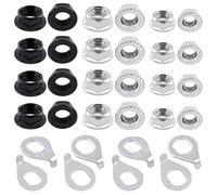 Mardatt 60Pcs M8 M9.5 M10 Bicycle Wheel Axle Nuts and Washer Assortment Kit Including Bike Hub Hex Flange Nuts, Front and Rear Wheel Hub Safety Washers Retaining Clips for Road Mountain Bike