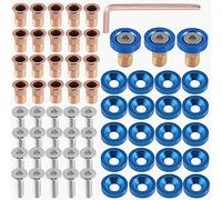 Mardatt 61 Pcs Aluminum Fender Bumper Washer kit with Blue Bumper Washers and Bolt Screw Accessories Engine Bay Dress Up Fastener Kit for Auto Body Headlights Trunk (Blue)