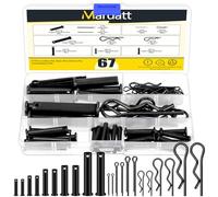 Mardatt 67Pcs Carbon Steel Clevis Pin Cotter Pin R Pin Assortment Kit, Include 5 Sizes M5 M6 M8 M10 M12 Flat Head Single Hole Clevis Pins and M2 M3 M4 Split Cotter Pins/ R Clips
