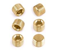 Mardatt 6Pcs 1/8" Brass NPT Plug, Internal Hex Counter Sunk Pipe Fitting Male Thread Pipe Plug Set