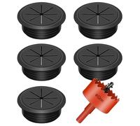 Mardatt 6Pcs 2-1/8 Inch(53mm) Desk Grommet with Hole Saw Kit, Desk Hole Grommet Desk Cable Grommet Desk Cable Hole Covers with Hole Saw for Home and Office Table Cable