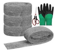 Mardatt 6Pcs 3.1” x 7.2ft Steel Wool Fill Fabric Kit Includes 4PCS Steel Wool Filler, Scissor and Gloves, SteelWool Blend Hardware Cloth Gap Blocker for Rodent Gap Blocker Hole Garden