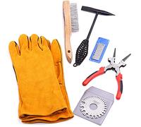 Mardatt 6Pcs Industrial Slag Removal Welding Tools and Accessories Includes 10 Inch Welding Chipping Hammer, 8 Inch Welding Pliers, Wire Brush, Welding Gloves, Wire Gauge, Metal Sheet Thickness Gauge
