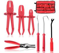 Mardatt 7 Pcs Automobile Hose Remover Pliers and Hook Set Include Brake Line Pinch Pliers, Separator Pliers, Fastener Remover Hook, Pipe Repairing Tool for Auto Radiator Vacuum Hoses Trim Ring