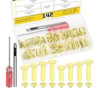 Mardatt 70 Sets Gold M5 x 15/18/20/25mm Chicago Screws Kit, Leather Rivets Screw Rivets Chicago Binding Screws with Setting Tools for Leather Craft Belt Bag Shoes Purse Bookbinding
