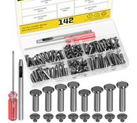 Mardatt 70 Sets Gun Black M5 x 15/18/20/25mm Chicago Screws Kit, Leather Rivets Screw Rivets Chicago Binding Screws with Setting Tools for Leather Craft Belt Bag Shoes Purse Bookbinding