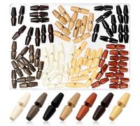 Mardatt 70PCS Flat End-Single Hole Wooden Toggle Buttons Kit, 40mm 7Colors Wood Olive Sewing Accessory for Jacket Clothing Coat Jacket Sweater Craft Knitting DIY