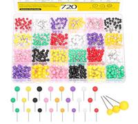 Mardatt 720Pcs Map Push Pins, Multi-Color Map Tacks with 4mm 5mm 6mm Plastic Beads Head, Push Pins Map Pins for Bulletin Board/Fabric/Office/Wall Marking(8 Colors)