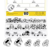 Mardatt 80Pcs Push on Pushnut Cap Stud 3/16", 1/4", 5/16", 3/8", 2/5" Axle Pushnut Caps Axle Cap Nut with Mechanical Zinc Plating, Permanent Washer Caps for Hand Trucks, Lawn Wagons, Rolling Bins