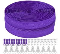 Mardatt 81Pcs Zipper Repair Kit, 10 Yards #5 Nylon Zipper Tape with 10Pcs Zipper Slider, 10Pcs Double Zipper Slider, 20Pcs Bottom Stopper, 40Pcs Top Stopper for DIY Sewing Craft(Dark Purple)