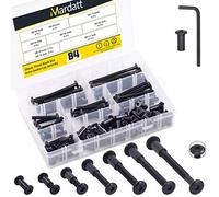 Mardatt 85pcs 7 Sizes M6x16mm/25mm/35mm/45mm/55mm/65mm/75mm Black Hex Socket Cap Bolts and Barrel Nuts Assortment Kit, Crib Bolts Binding Bolt Screw Post for Belt Buckle Leather Furniture