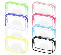 Mardatt 8Pcs 18 x 11 x 6cm Clear Makeup Bags, Medium Cosmetics Bags Toiletry Bag PVC Waterproof Travel Pouches Clear Pouch TSA Approved Toiletry Bag Storage Pouch for Carry-on Travel