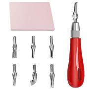 Mardatt 8Pcs Craft Linoleum Carving Tools Kit Includes Rubber Stamp Carving Tools with 6 Blades, Rubber Carving Blocks, Carving Block Stamp Art Block Cutters Linoleum Cutter Tools for Block Printing