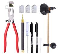 Mardatt 9 Pcs Glass Cutting Tool Set Includes Adjustable Circular Glass Cutter, Glass Running Pliers with Rubber Tip, 2mm-20mm Oil Feed Carbide Tip with 3 Replacement Blades for Mirrors Tiles Mosaic