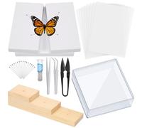 Mardatt Making Insect Specimen Tools Kit, Insect Pinning Kit with Insect Pinning Block, Insect Pinning Board, Insect Pins, Wings Pressing Paper, Insect Display Case, Tweezers, Scissors