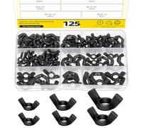 Mardatt Wing Nuts Assortment Kit, Assorted Sizes Carbon Steel Butterfly Wing Nuts Wing Fasteners Butterfly Nut (SAE)-3/8”-16, 5/16”-18, 1/4”-20, #10-24, #8-32, #6-32