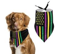 Mardi And Gras American Flag Funny Dog Bandanas Puppy Triangle Scarf Washable Bib for Small Medium Large Pet