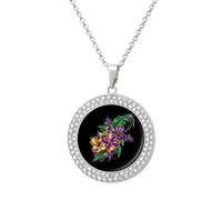 Mardi And Gras Fleur De Flowers Personalized Picture Necklace Photo Pendant Custom Memorial Jewelry for Women