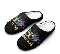 Mardi And The Gras Cotton Slipper Cozy Plush Slippers Indoor House Closed Toe Shoes Anti-Skid Comfortable 9-10(40-41)