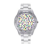 Mardi and The Gras Dot Pattern Classic Wrist Watches for Men Casual Business Watch Stainless Steel Band for Boyfriend Father