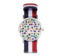 Mardi and The Gras Dot Pattern Funny Wrist Watches for Men Women Casual Braided Strap Easy Reader for Work Workout