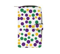 Mardi and The Gras Dot Pattern PU Leather Wallet Cloth with 12 Card Holder Handbag Long Clutch for Men Women
