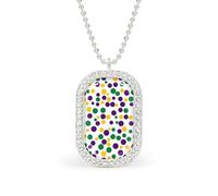 Mardi And The Gras Dot Pattern Women's Square White Diamond Necklace Adjustable Pendant Chain Gift for Mom