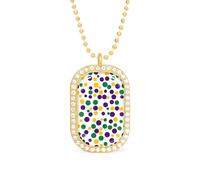 Mardi And The Gras Dot Pattern Women's Square White Diamond Necklace Adjustable Pendant Chain Gift for Mom