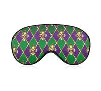 Mardi and The Gras of Purple Green Rhombus Sleep Eye Mask Sleeping Light Blocking Cover Night Blindfold for Travel Nap