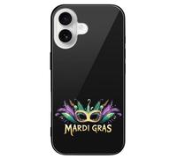 Mardi And The Gras Slim Glass Case Protective Classic Cell Phone Basic Cases Compatible with iPhone 16/16 Plus/16 Pro/16 Pro Max/16 E