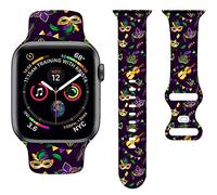 Mardi Cartoon Gras lila Cartoon-Armbänder, kompatibel mit Apple Watch, Armband 38 mm, 40 mm, 41 mm, kompatibel mit iWatch-Armbändern der Serie SE 7 6 5 4 3 2 1, für Kinder und Erwachsene