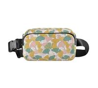 Mardi Gra with French Lily Water Resistant Fanny Pack Waist Bag with Adjustable Strap for Workout Running Hiking, Hand Drawn Ginkgo, One Size