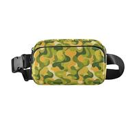 Mardi Gra with French Lily Water Resistant Fanny Pack Waist Bag with Adjustable Strap for Workout Running Hiking, Green Camouflage Texture Illustrations, One Size
