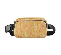 Mardi Gra with French Lily Water Resistant Fanny Pack Waist Bag with Adjustable Strap for Workout Running Hiking, Giraffe Animal Cute Cartoon Yellow, One Size